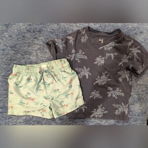 Gap Tee and Tropical Swim Shorts Set